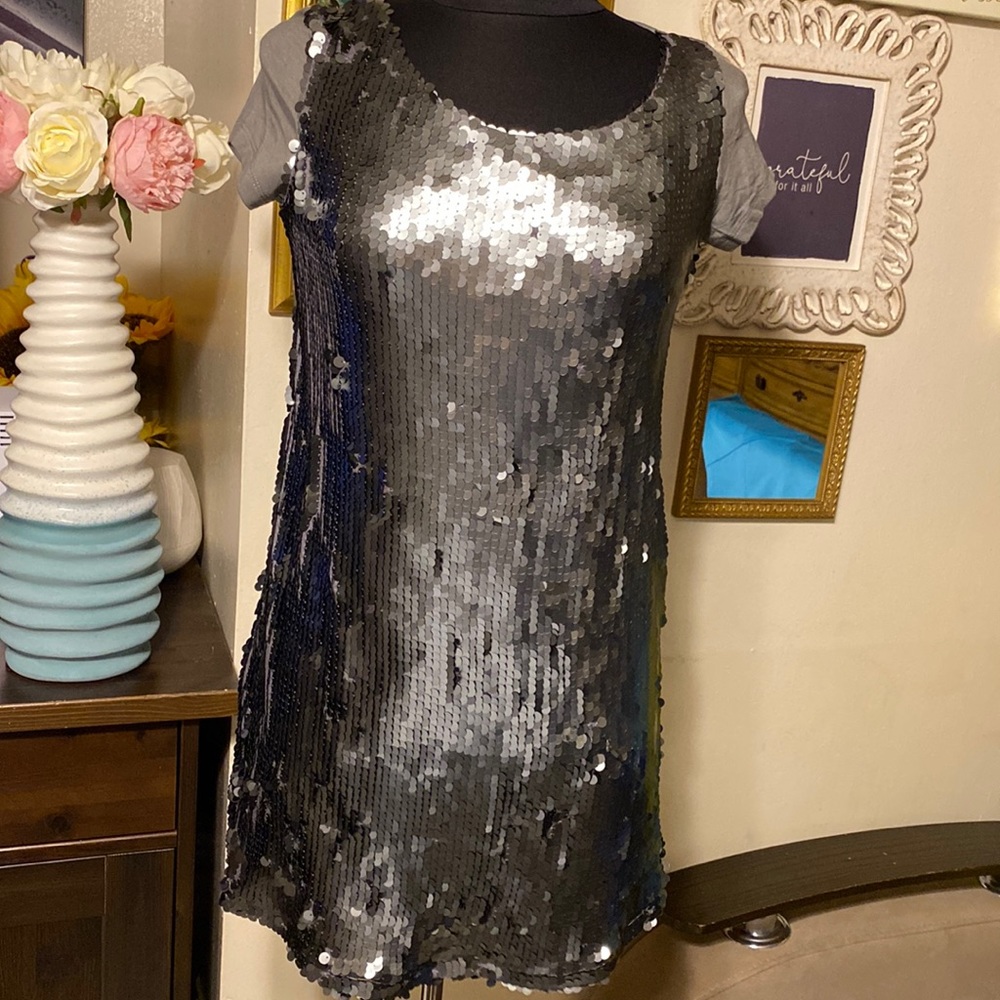 NORTHLAND WOMEN SEQUIN GRAY DRESS VERY NICE SIZE L